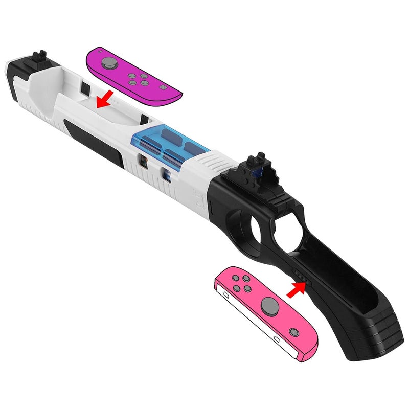 Geekria Game Gun Compatible with Nintendo Switch/OLED Joy-Cons Grip, Pixel Gun 3D for Nintendo Switch, Splatoon, Resident Evil, Juarez, Hunting Simulator Type Shooting Gaming Accessories - Image 1